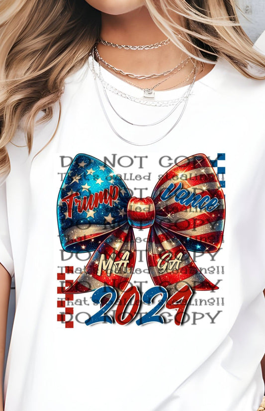 Trump Vance MaGa 2024 Flag Bow - SHIRT WSD.24