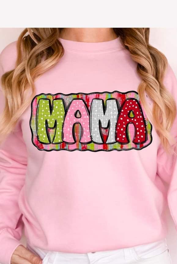 Christmas Mama Green, Red, Pink Polka Dot Letters - SHIRT SDD.24