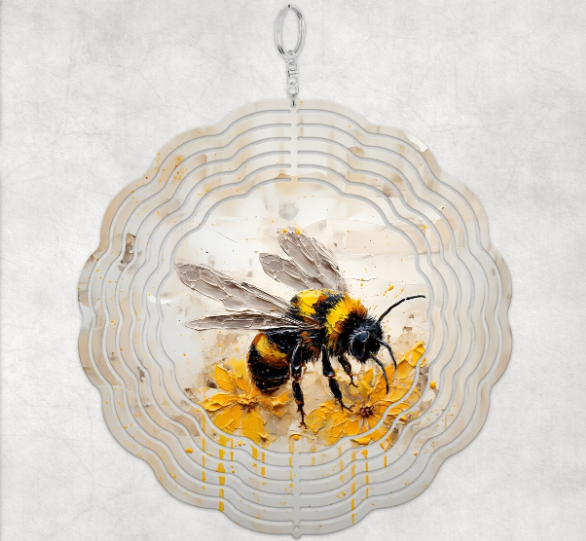 3D Painted Bees and Flowers - Wind Spinner SSA