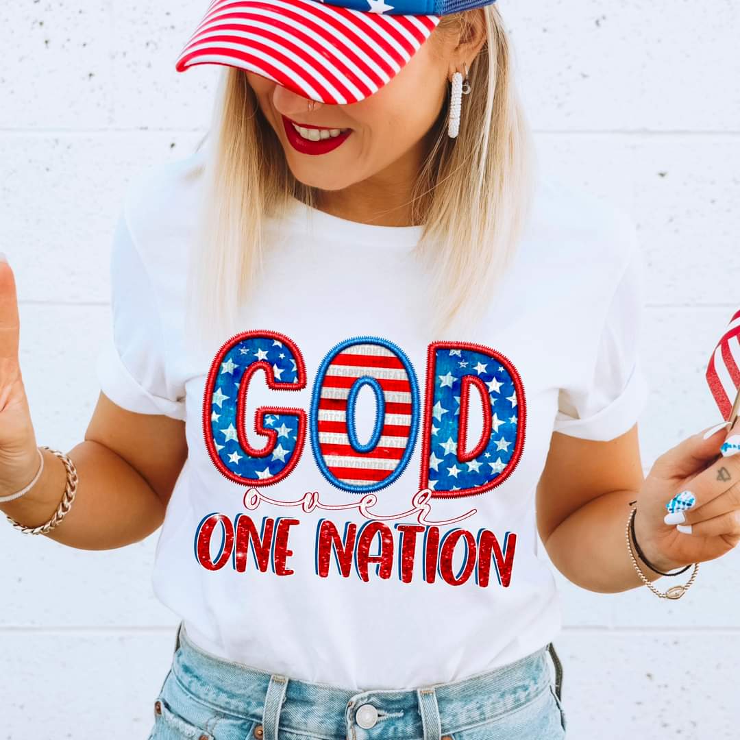 God Over One Nation Faux Embroidery - SHIRT