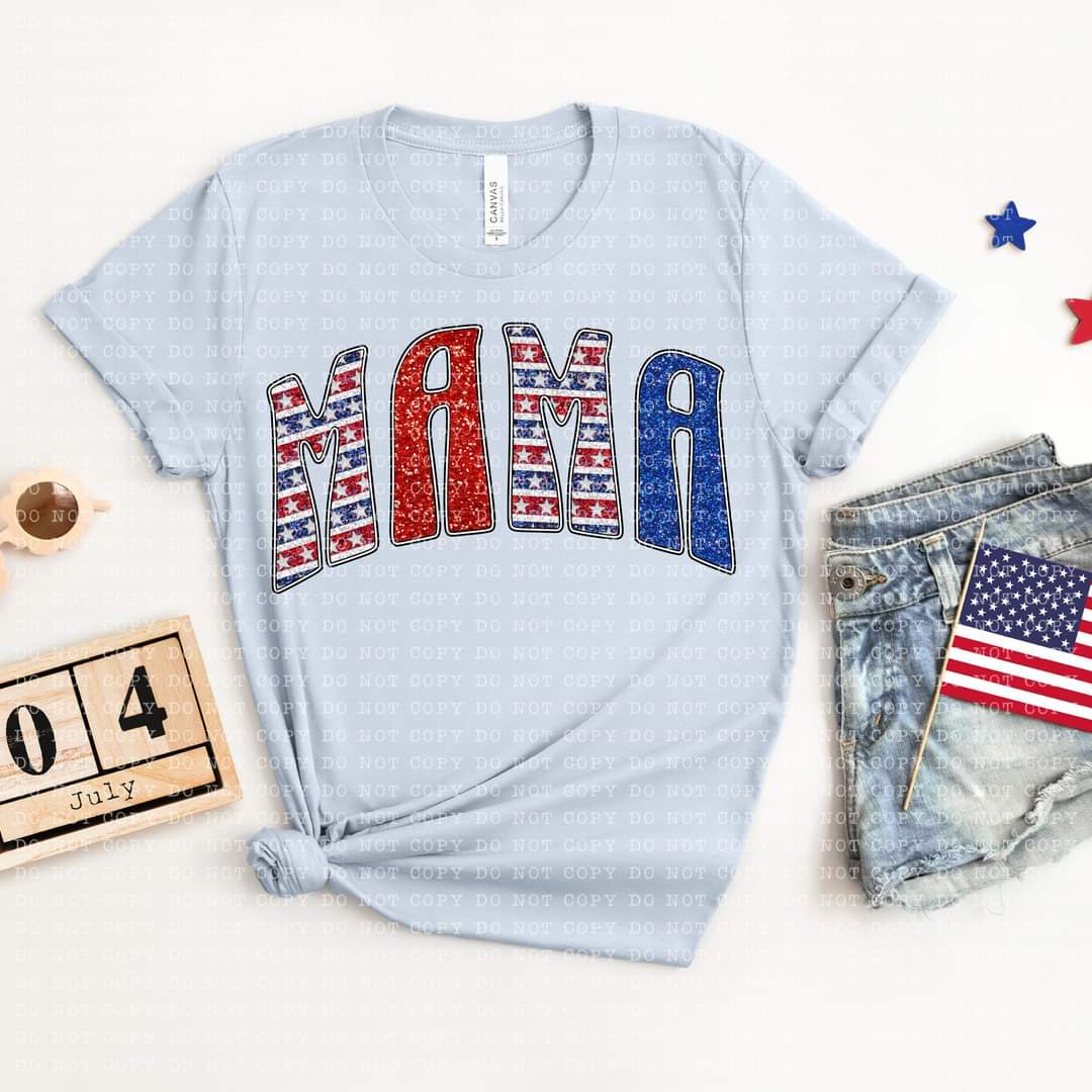 Mama Faux Sequin Flag - SHIRT