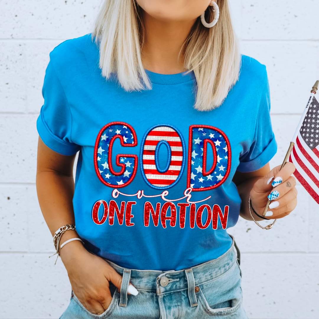 God Over One Nation Faux Embroidery - SHIRT