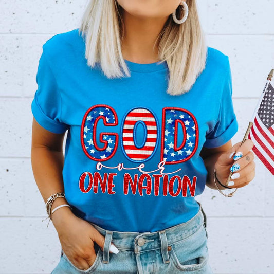 God Over One Nation Faux Embroidery - SHIRT