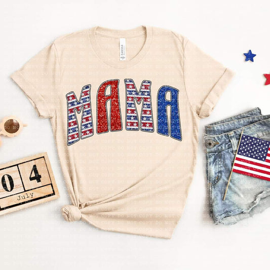 Mama Faux Sequin Flag - SHIRT