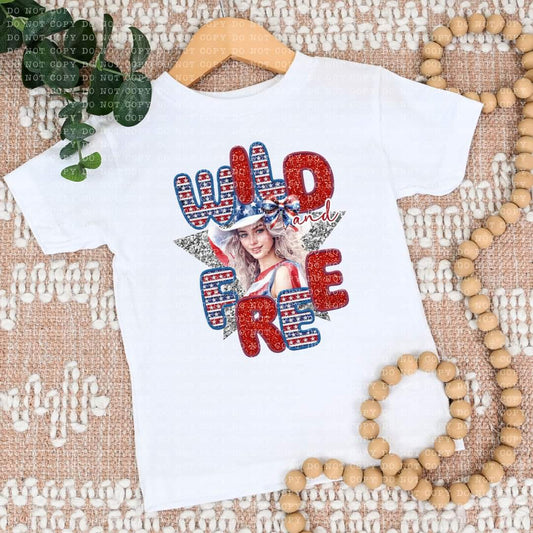 Wild And Free Faux Embroidery Sequin Blonde - SHIRT