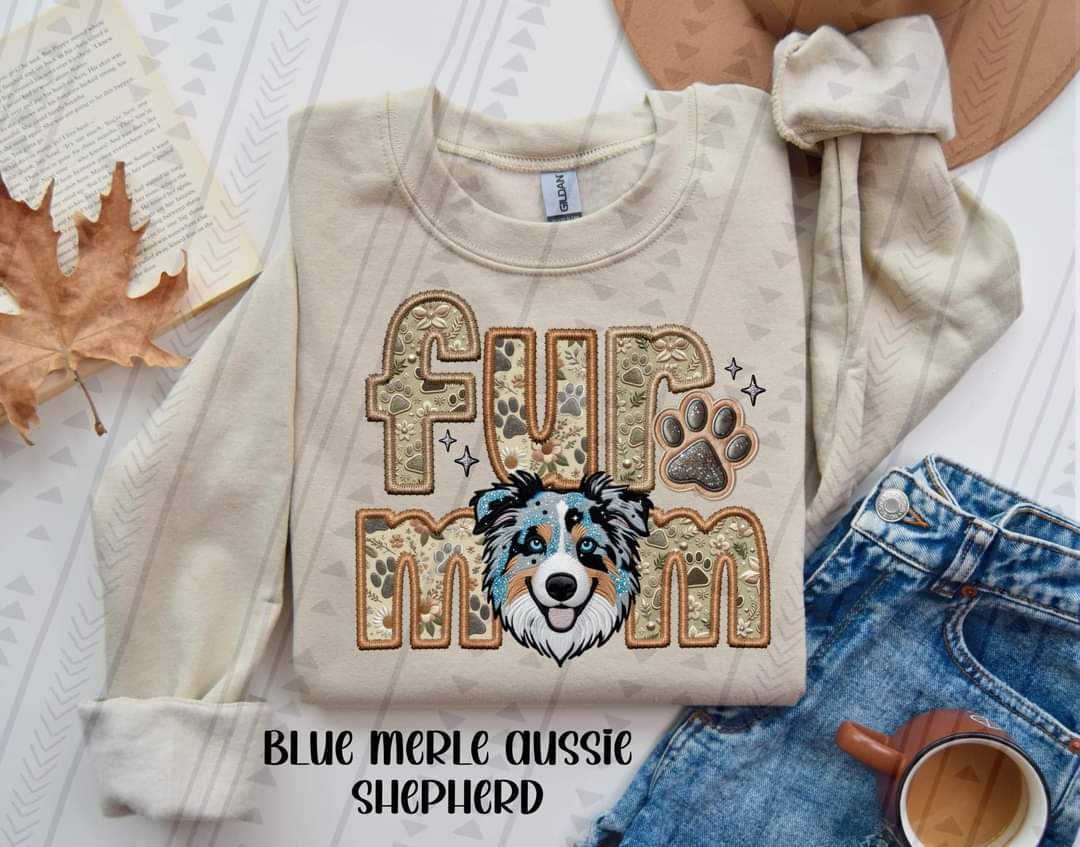 Fur Mom Aussie Shepherd Blue Merle Dog-SHIRT