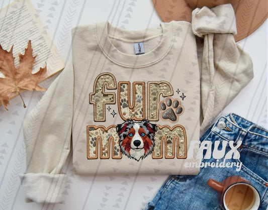 Fur Mom Aussie Shepherd Merle Red Grey Dog-SHIRT