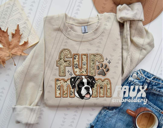 Fur Mom Boxer Black And White Dog-SHIRT