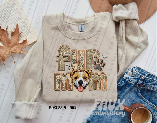 Fur Mom Boxer Pitbull Mix Dog-SHIRT