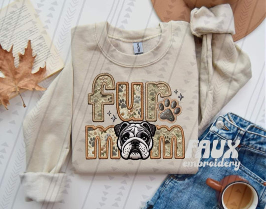 Fur Mom Bulldog Black And White Dog-SHIRT