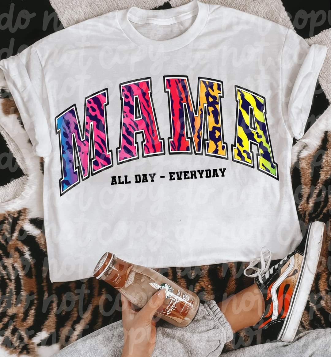 Mama All Day Everyday Rainbow Zebra-SHIRT