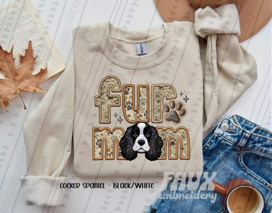 Fur Mom Cocker Spaniel Black And White Dog-SHIRT