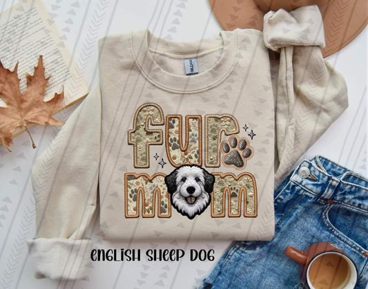 Fur Mom English Sheep Dog Dog-SHIRT