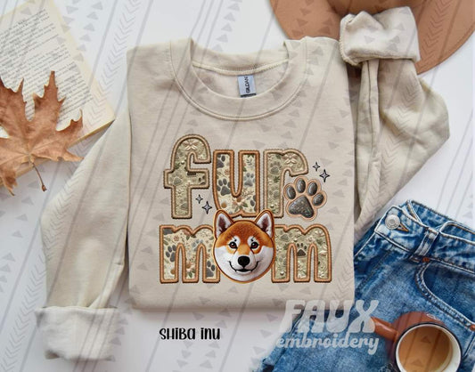 Fur Mom Shiba Inu Brown/White Dog-SHIRT