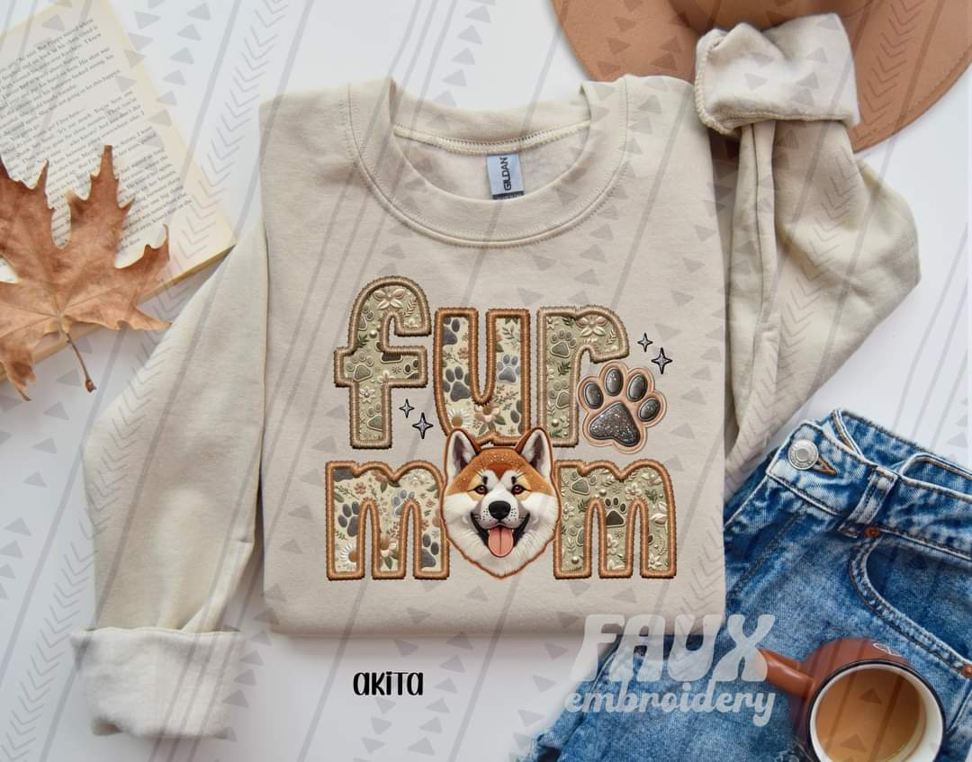 Fur Mom Akita Brown/White Dog-SHIRT