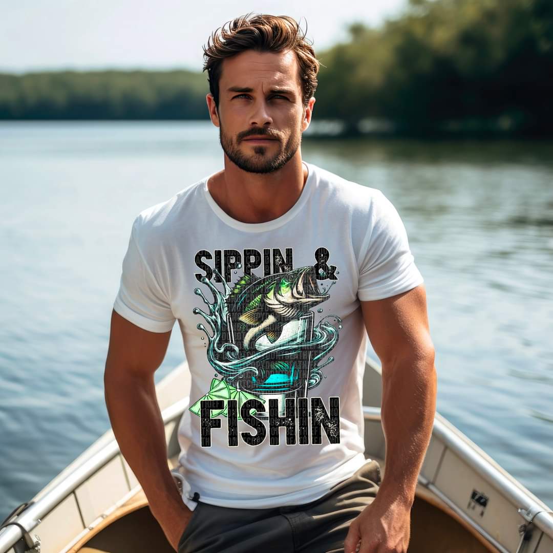 Sippin & Fishin Blue-SHIRT