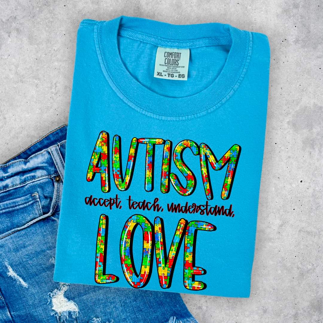 Autism Accept, Teach, Understand, Love Puzzle Piece - SHIRT