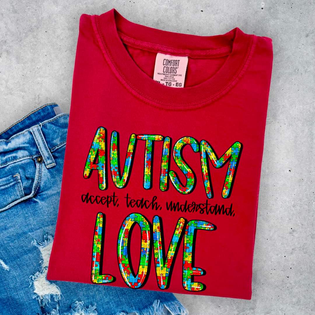 Autism Accept, Teach, Understand, Love Puzzle Piece - SHIRT