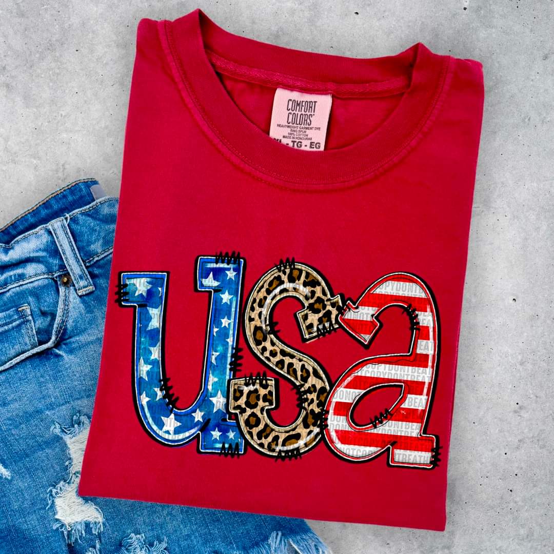 USA Half Leopard Half Flag - SHIRT