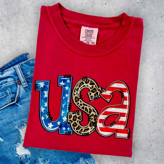 USA Half Leopard Half Flag - SHIRT