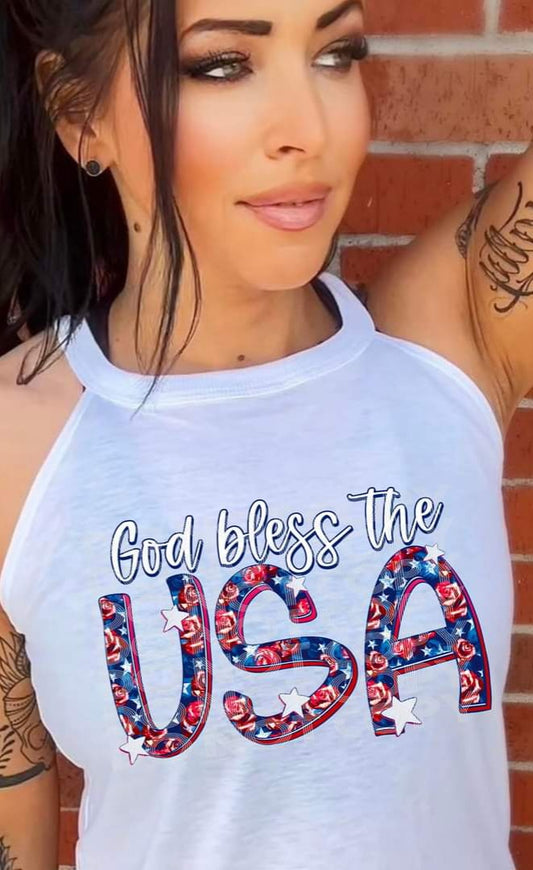 God Bless The USA Rose Print - SHIRT PHD