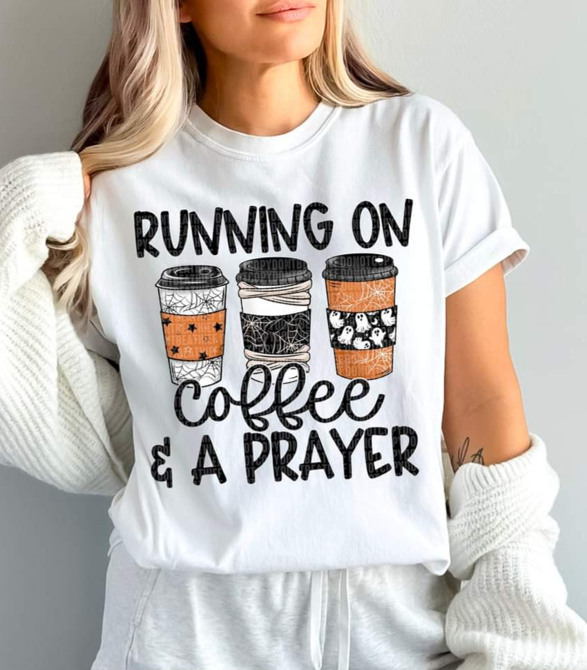 Running on Coffee & A Prayer Halloween Cups - SHIRT SDD