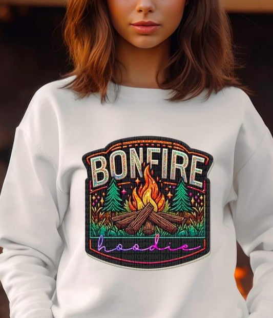 Bonfire Hoodie Faux Embroidery - SHIRT SDD