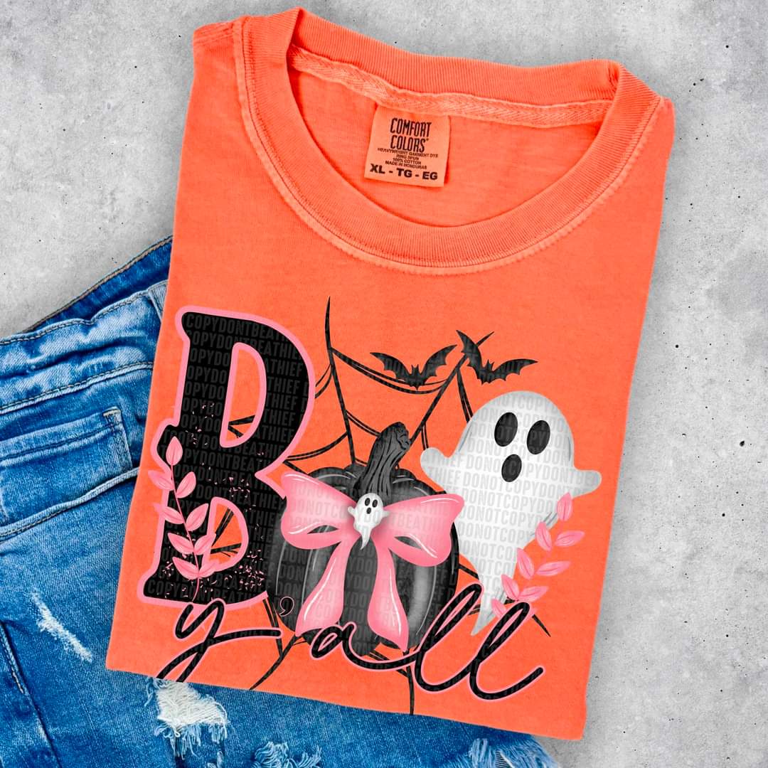 Boo Y'all Pumkin & Ghost Black & Pink - SHIRT SDD.24