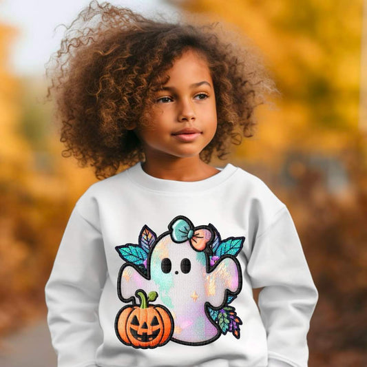 Ghost & Jack-o-lantern Faux Embroidery - KIDS SHIRT SDD.24