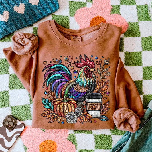 Fall Rooster Faux Rhinestone - SHIRT SDD.24