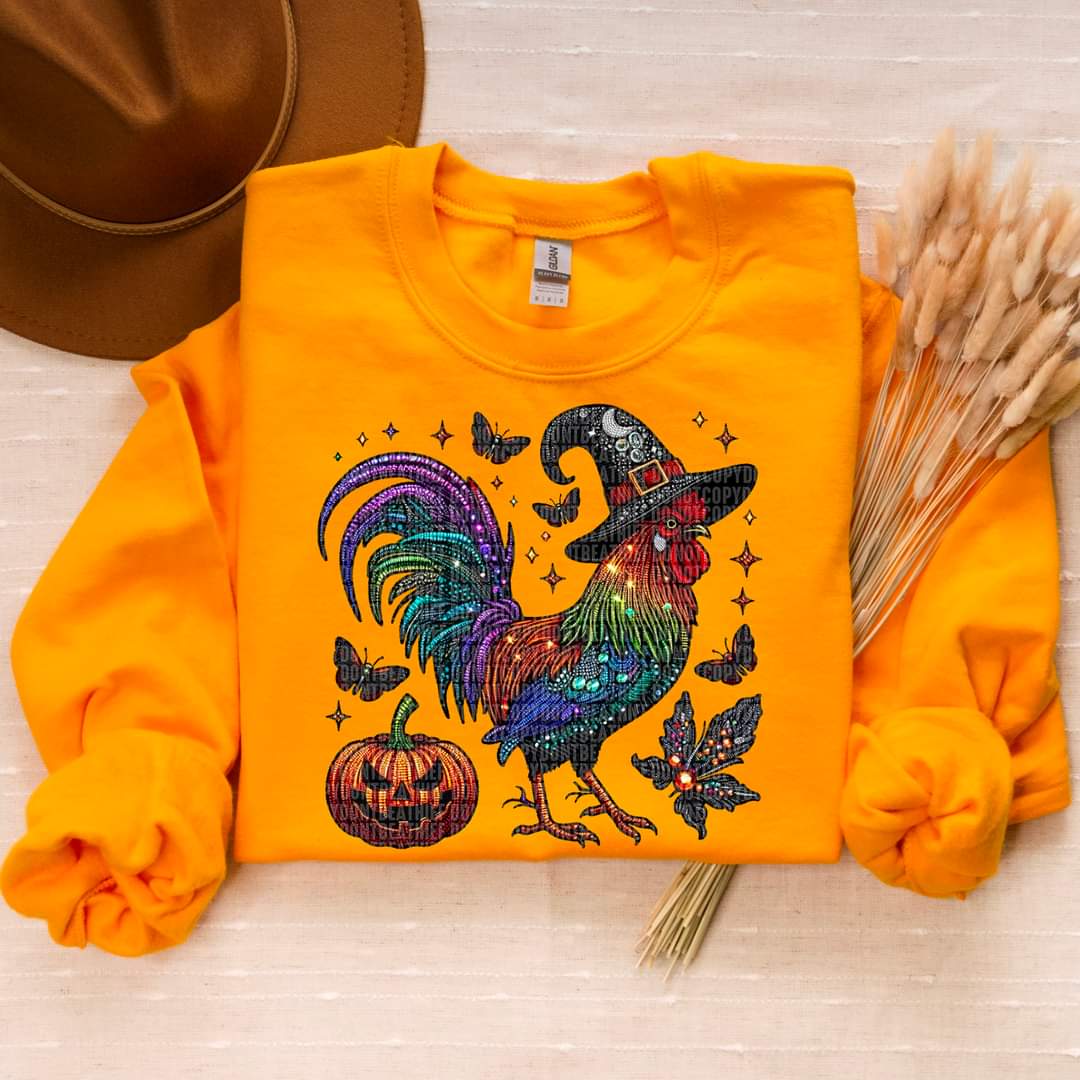 Halloween Witch Chicken Faux Rhinestone - SHIRT SDD.24