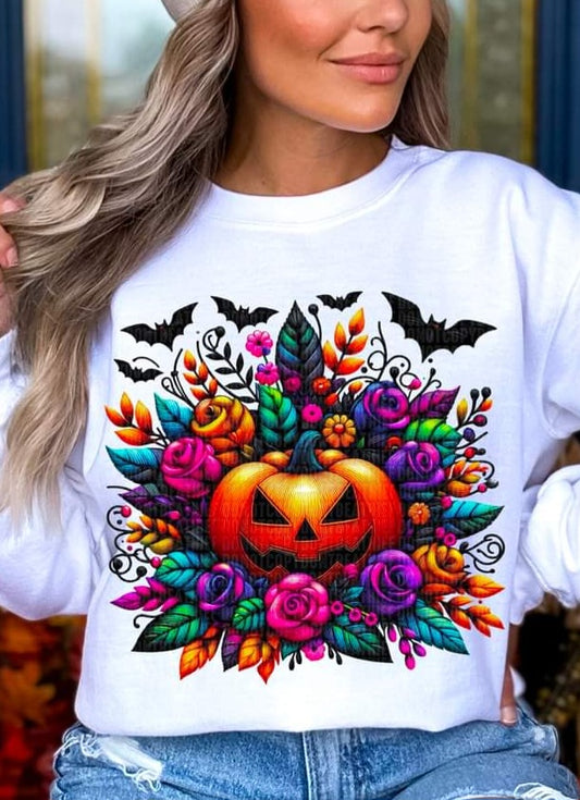 Halloween Jack O Lantern Bold Floral - SHIRT SDD.24