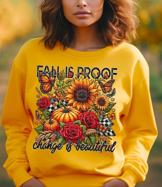 Fall is Proof Change is Beautiful Pumpkin Floral - SHIRT SDD.24