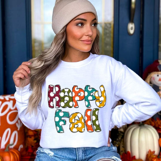 Happy Fall Poka Dot Letters - SHIRT SDD