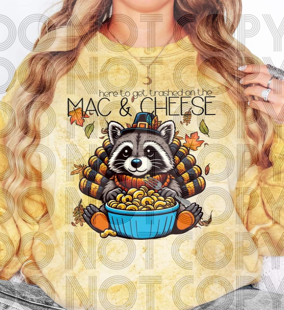 Here To Get Trashed on the Mac CheeseRaccon - SHIRT RHD