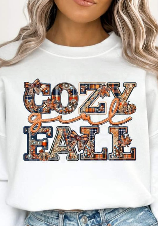 Cozy Fall Girl Plaid Faux Rhinestone - SHIRT PHD