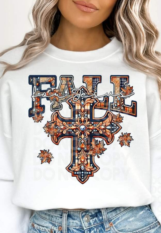 Fall For Jesus Plaid Faux Rhinestone - SHIRT PHD