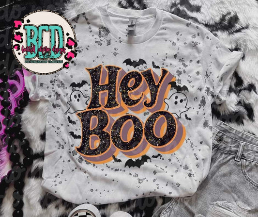 Hey Boo Faux Glitter Black & Orange - SHIRT VSC