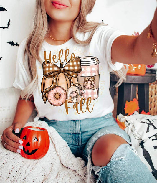 Hello Fall Pumpkin and Coffee- SHIRT DDD