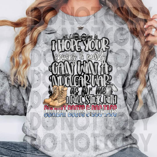 Chucks & Pearls, Combat Boots & Dog Tags - SHIRT RHD