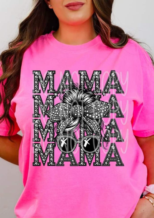 Mama Faux Rhineston Messy Bun - SHIRT PHD