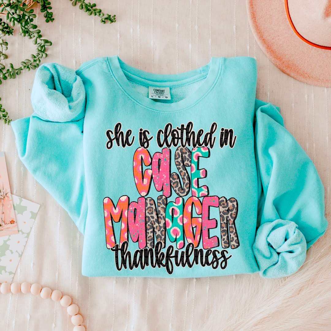 She is Clothed in Thankfulness Teacher Nurse Case Worker - SHIRT SDD *indicate in note section which name