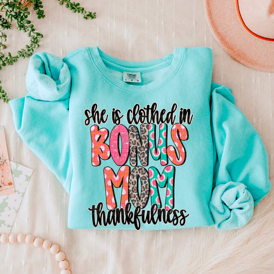 She is Clothed in Thankfulness Mom, Bonus, Foster - SHIRT SDD *indicate in note section which name