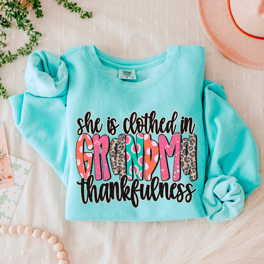 She is Clothed in Thankfulness Grandma, Nana, etc.  - SHIRT SDD *indicate in note section which name