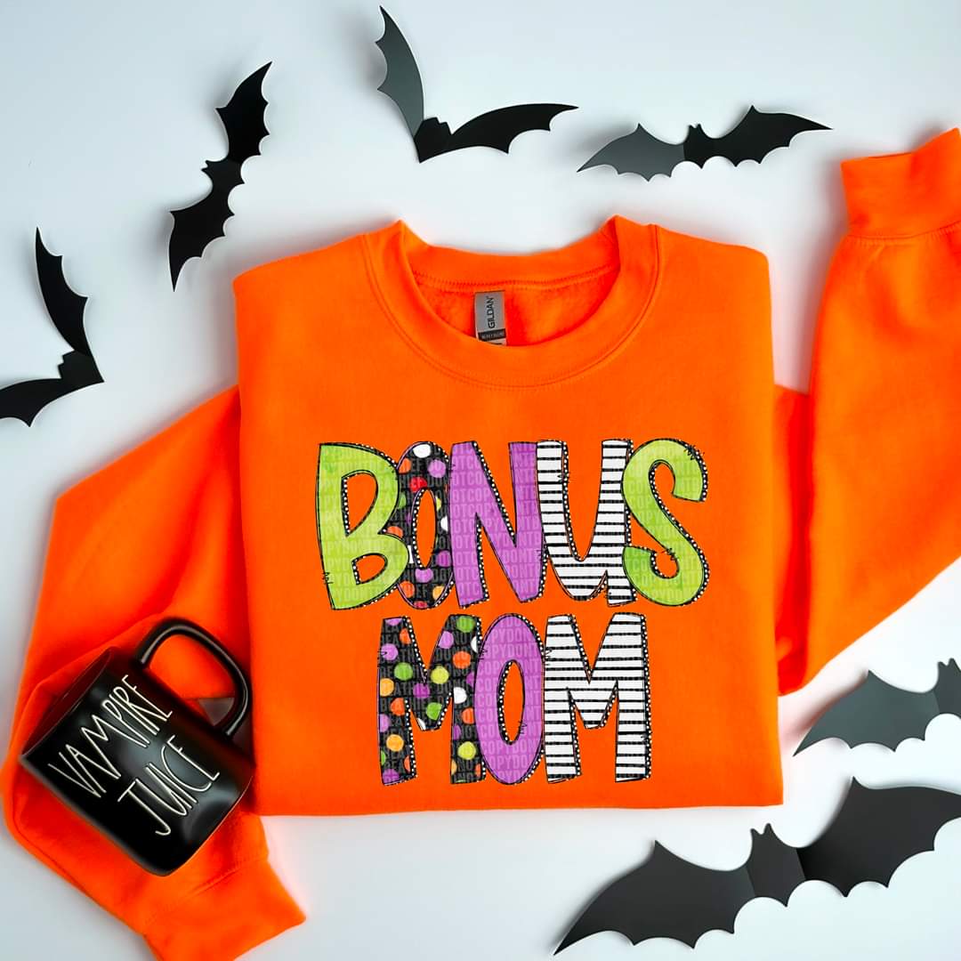 Halloween Letters Mom, Bonus, Foster - SHIRT SDD *indicate in note section which name