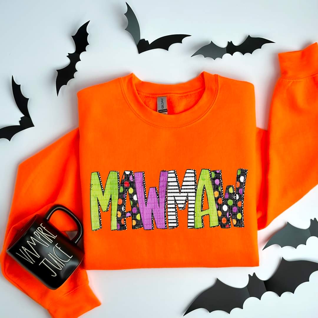 Halloween Letters Grandma, Nana, etc.- SHIRT SDD *indicate in note section which name