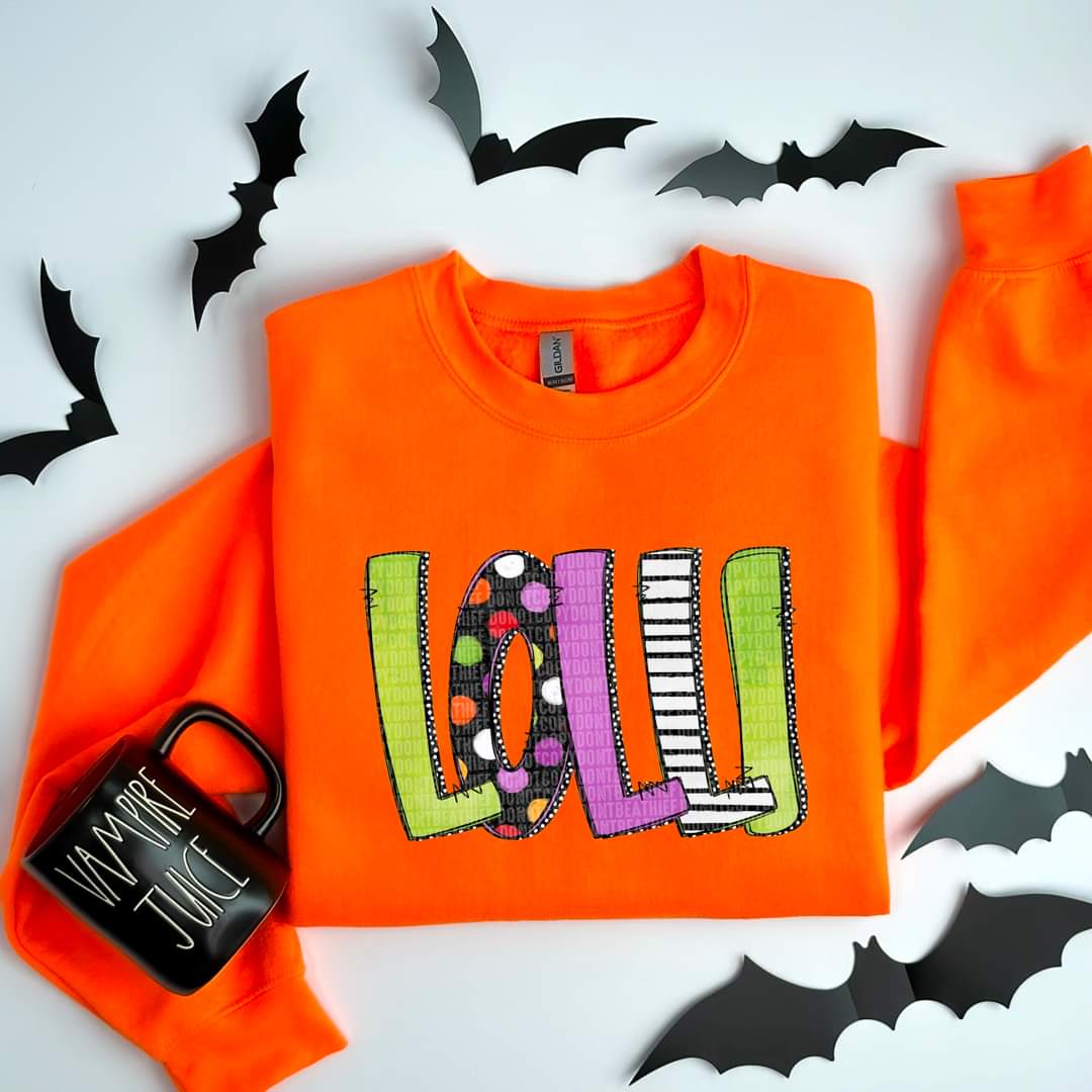 Halloween Letters Grandma, Nana, etc.- SHIRT SDD *indicate in note section which name