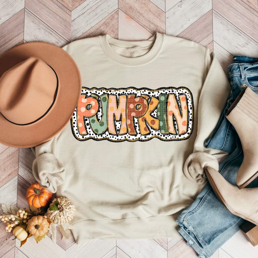 Pumpkin Muti Color Poka Dot Letters -  SHIRT SDD