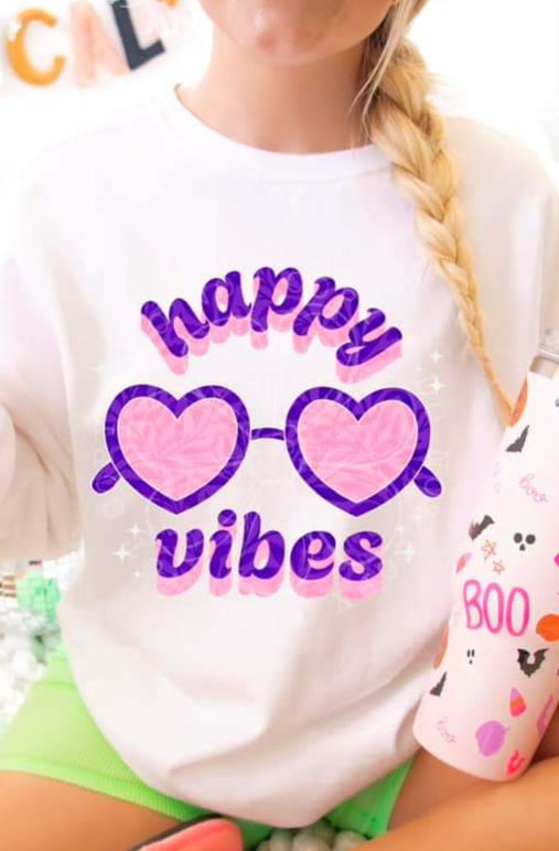 Happy Vibes Heart Glasses - SHIRT DDD