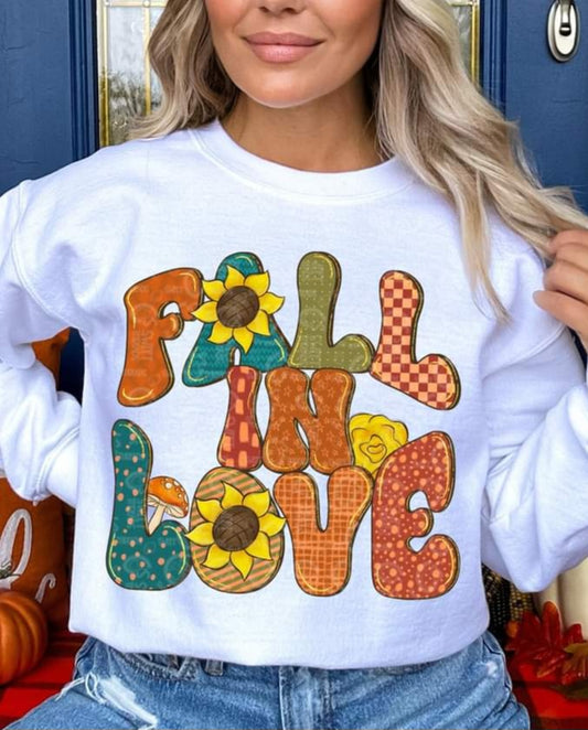 Fall in Love Sunflower Bubble letter - SHIRT CS.S.T